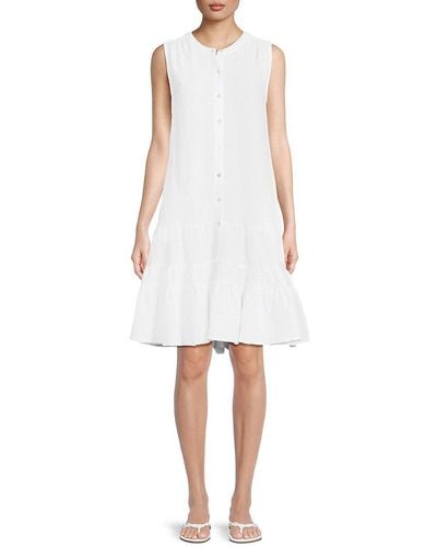 Saks Fifth Avenue Saks Fifth Avenue Gauze Tiered Drop Waist Dress - White