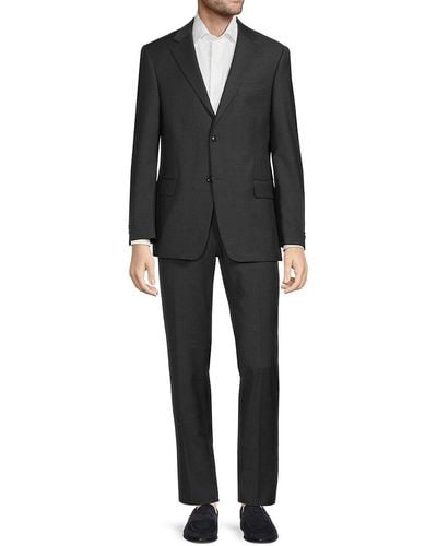 Tommy Hilfiger Regular Fit Textured Wool Blend Suit - Black