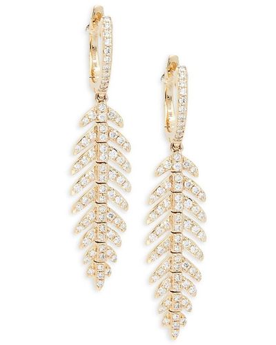 Designer CZ Feather Statement Earrings