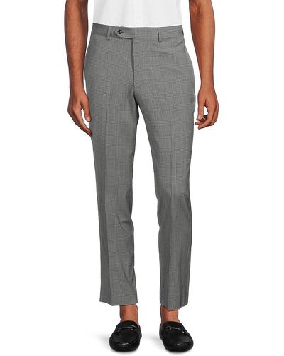 Brooks Brothers Regent Fit Wool Blend Plaid Trousers - Grey