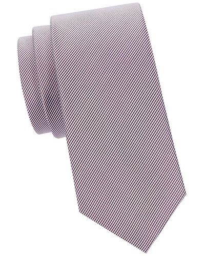 Saks Fifth Avenue Gingham Stripe Silk Tie - Purple
