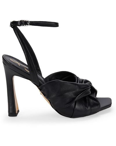 Sam Edelman Lavendar Leather Ankle Strap Sandals - Black