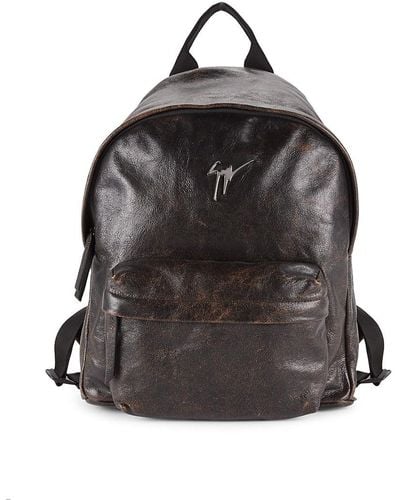 Giuseppe Zanotti Logo Leather Backpack - Black