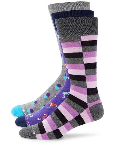 Unsimply Stitched 3-Pack Crew Socks - Purple