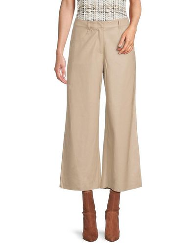 Max Studio Faux Leather Cropped Pants - Natural