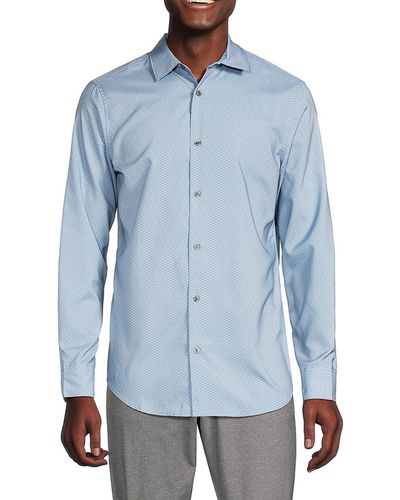 Perry Ellis Slim Fit Print Shirt - Blue