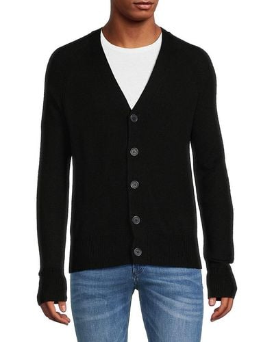 Saks Fifth Avenue Saks Fifth Avenue Merino Wool Blend V-neck Cardigan - Black