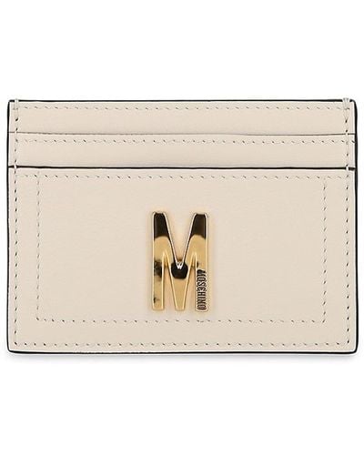 Moschino Logo Leather Card Holder - Natural