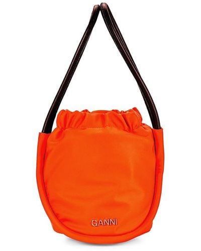 Ganni Solid Top Shoulder Bag - Orange