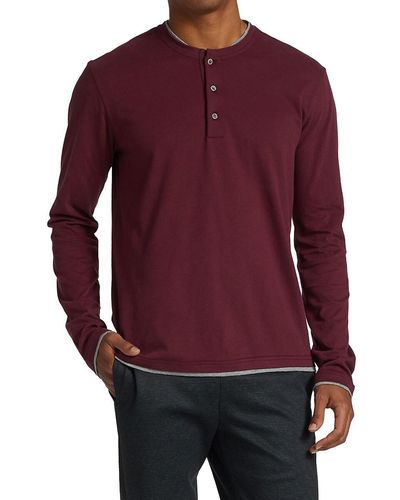 Saks Fifth Avenue Slim-fit Layered Collar Henley Shirt