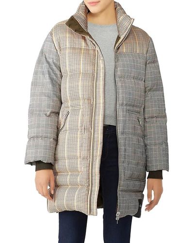 3.1 Phillip Lim Checked Wool Blend Down Coat - Grey