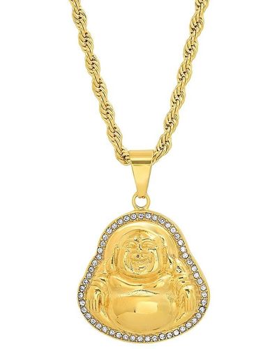 Anthony Jacobs 18k Goldplated Stainless Steel & Simulated Diamond Buddha Pendant Necklace - Metallic