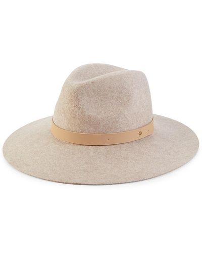Saks Fifth Avenue Saks Fifth Avenue Leather-Band Wool Fedora - Natural