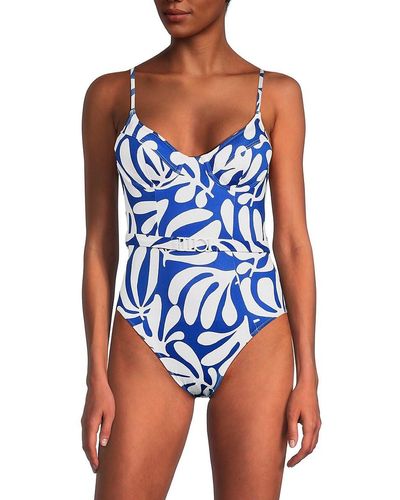 Solid & Striped The Spencer Printed One Piece Swimsuit - Blue