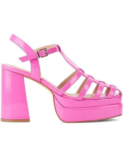 FASHION TO FIGURE Kenna Block Heel Caged Platform Sandals - Pink