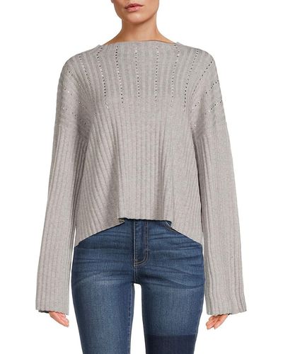 St. John Dkny Studded Ribbed Dolman Jumper - Grey