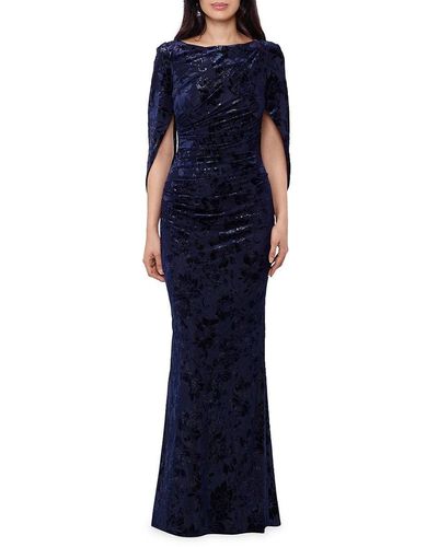 B & Adam Women's Floral-Embroidered 3/4-Sleeve Gown - Macy's