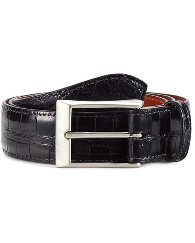 Saks Fifth Avenue Saks Fifth Avenue Genuine Alligator Leather Lined Belt - Black