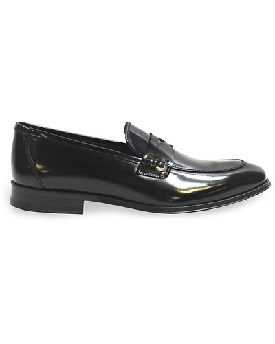 VELLAPAIS Fermo Leather Penny Loafers - Black