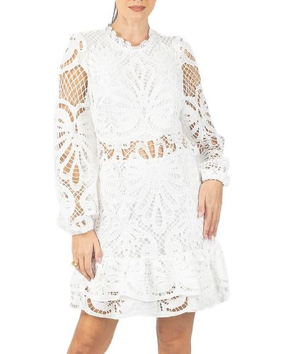 Akalia Lace Mini A Line Dress - White