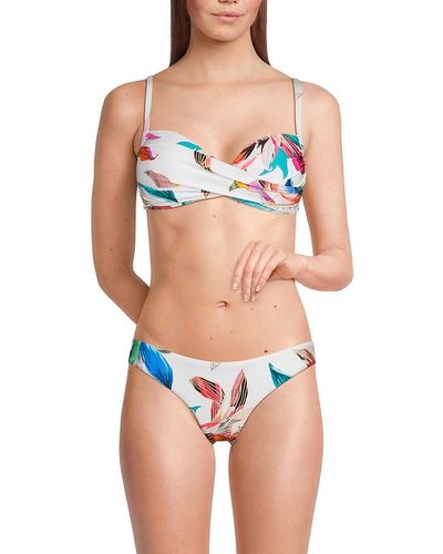 La Blanca Paradise Graphic Draped Bikini Top - Blue