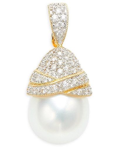 Tara Pearls 18K, 11-12Mm South Sea Pearl & Diamond Pendant - Multicolor