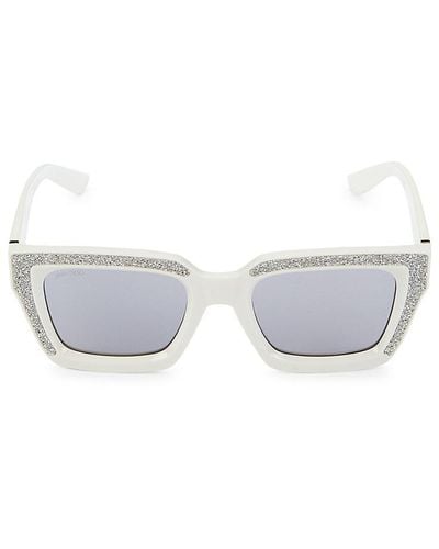 Jimmy Choo Embellished Rectangle Sunglasses - White