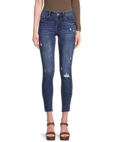 Etienne Marcel Distressed High Rise Skinny Ankle Jeans - Blue