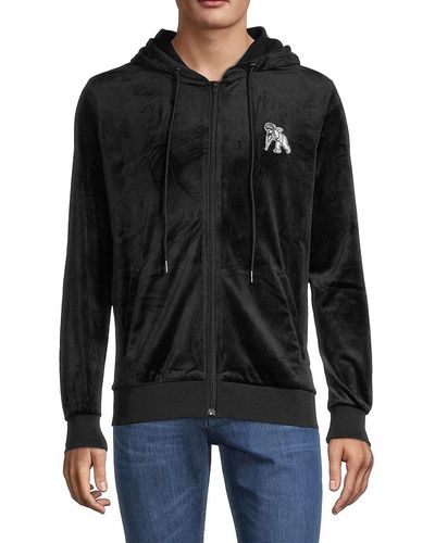 PRPS Logo Velvet Hoodie - Black