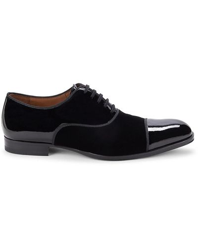 Mezlan Pio Patent Leather & Velvet Oxford Shoes - Black