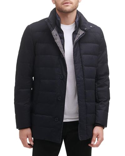 Cole Haan Quilted Flannel Down Jacket - Black