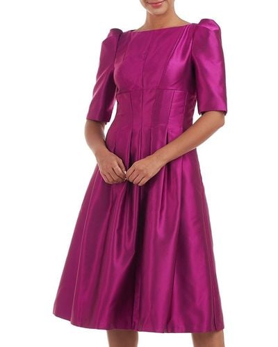 Kay Unger Neva Boatneck Midi Dress - Purple