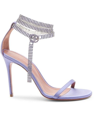 AMINA MUADDI Giorgia Crystal-embellished Satin Sandals - White