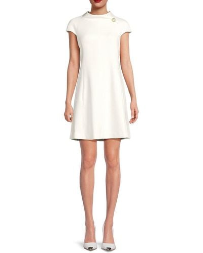 Eliza J Rollneck Mini A Line Dress - White