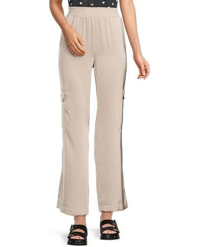 Calvin Klein Banded Waist Flat Front Trousers - Natural