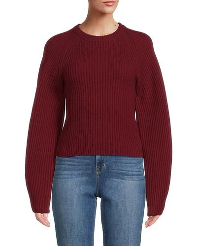 Theory Ribbed Merino Wool Blend Sweater - Red