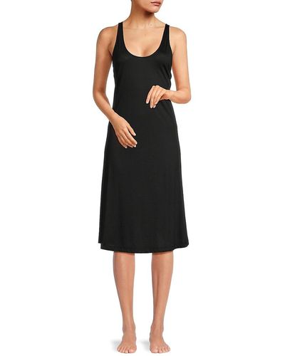 Natori Supima Cotton Blend Midi A-line Dress - Black