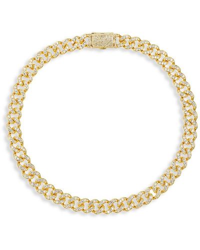 Eye Candy LA Etienne 14k Goldplated & Cubic Zirconia Cuban Link Collar Necklace - Metallic