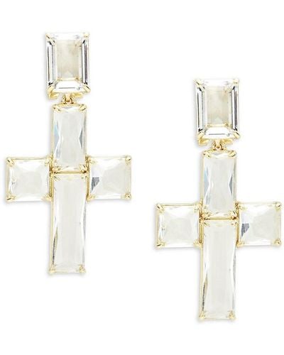 Heidi Daus Cross Crystal Rhinestone Dangle Earrings - Metallic