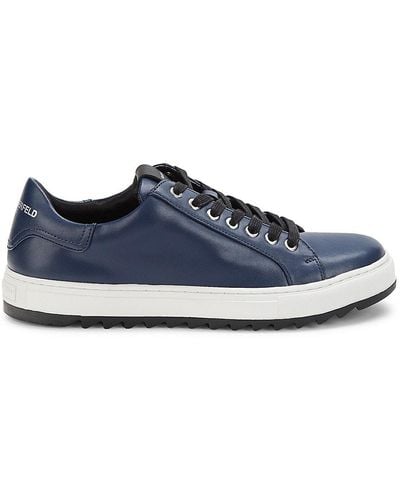 Karl Lagerfeld Sawtooth Leather Sneakers - Blue