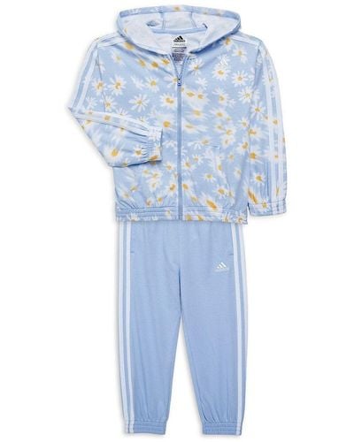 adidas Little Girl's Daisy Zip Up Pullover & sweatpants Set - Blue