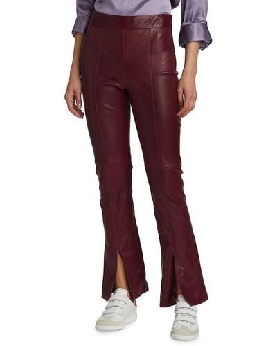 Twp Skinny Love Leather Slit Front Pants - Red