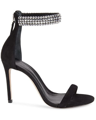 SCHUTZ SHOES Dalva Embellished Suede Stiletto Sandals - Black