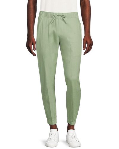 Saks Fifth Avenue Drawstring Linen Blend Sweatpants - Green