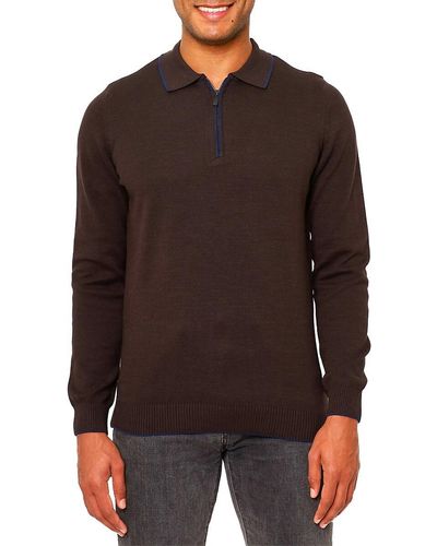 VELLAPAIS 'Quarter Zip Tipped Polo Sweater - Brown