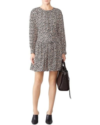 Rebecca Taylor Leopard Print Silk Mini Dress - Grey