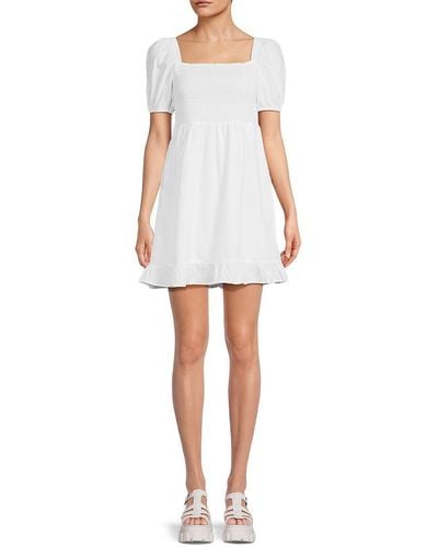 French Connection Armina Smocked Mini Dress - White