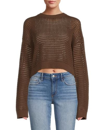 NSF Blayne Crochet Cropped Sweater - Brown