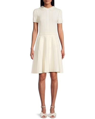 Valentino Open Knit Trim Mini Dress - White