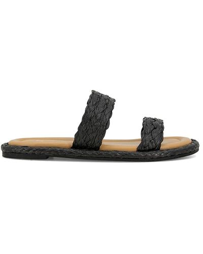 Splendid Petra Braided Raffia Flat Sandals - Black